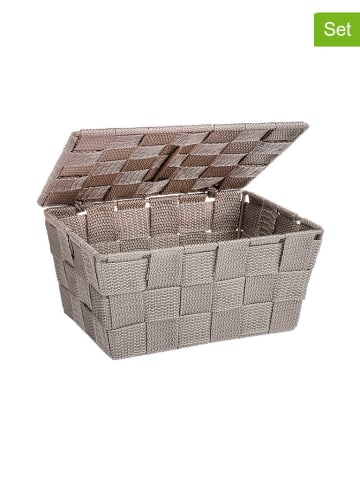 Wenko 2-delige set: opbergboxen "Adria" taupe - (B)19 x (H)10 x (D)14 cm