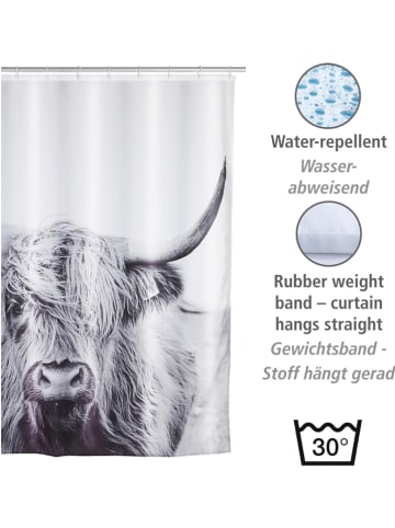 Wenko Duschvorhang  "Yak" in Grau - (L)180 x (B)200 cm