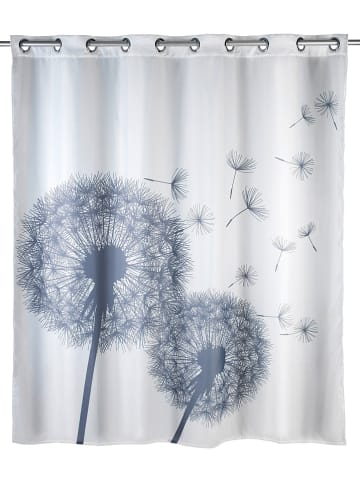 Wenko Duschvorhang "Astera Flex" in Weiß/ Grau - (L)200 x (B)180 cm