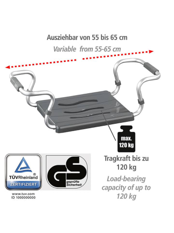 Wenko Badewannensitz in Anthrazit/ Silber
