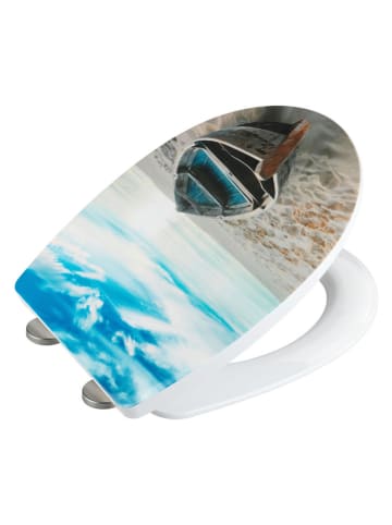 Wenko Easyclose-toiletbril "Boat" blauw/beige