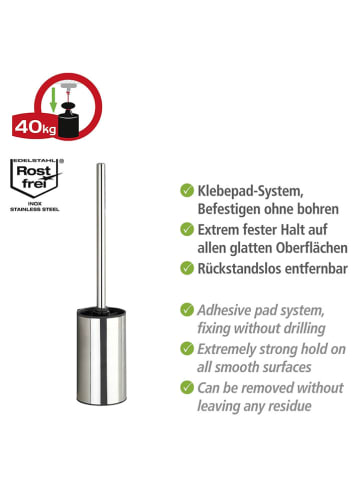 Wenko Toiletborstelgarnituur "Turbo-Loc Detroit" zilverkleurig - (H)40 cm