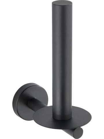 Wenko Roestvrijstalen toiletrolhouder "Bosio" zwart - (B)8 x (H)18 x (D)12,5 cm
