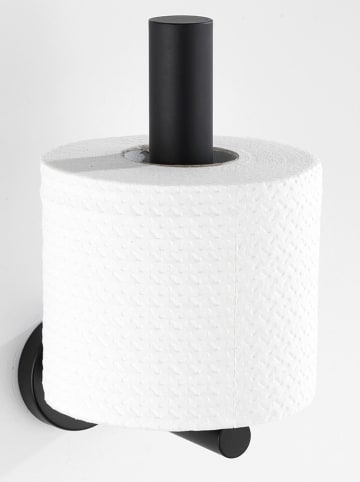 Wenko Edelstahl-Toilettenpapierhalter "Bosio" in Schwarz - (B)8 x (H)18 x (T)12,5 cm