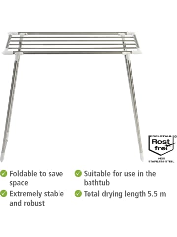 Wenko Droogrek "Profi" zilverkleurig - (B)39 x (H)87 x (D)79 cm