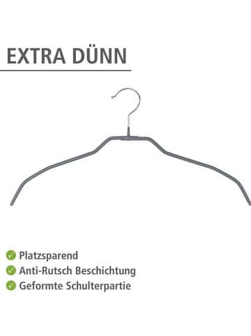 Wenko 20er-Set: Kleiderbügel "Alessia" in Grau - (B)41 x (H)21,5 x (T)0,5 cm