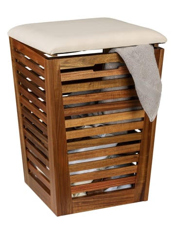 Wenko Wäschetruhe "Fondi" in Braun - (B)40 x (H)56 x (T)40 cm