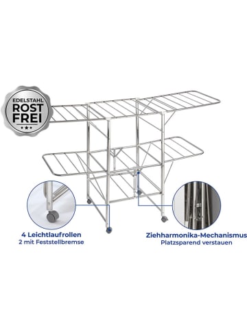 Wenko Wasrek "Maximex" zilverkleurig - (B)189 x (H)109 x (D)58 cm
