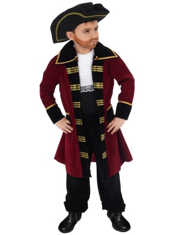 CHAKS 4-delige piratenkostuum "Edward" rood/zwart