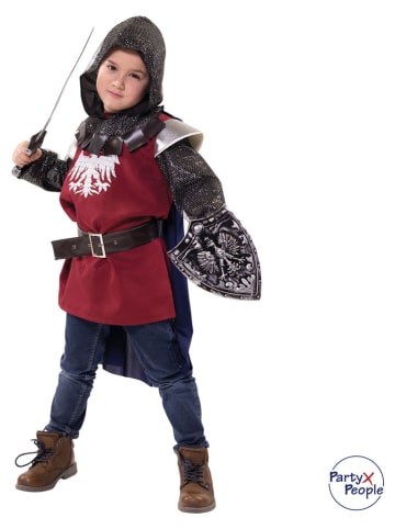 Party x People 5-częściowy kostium "Knight Lancelot" w kolorze czarno-czerwonym