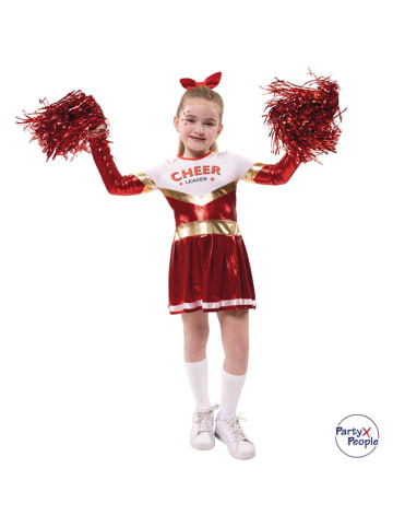 Party x People 3-delig kostuum "Cheerleader" rood