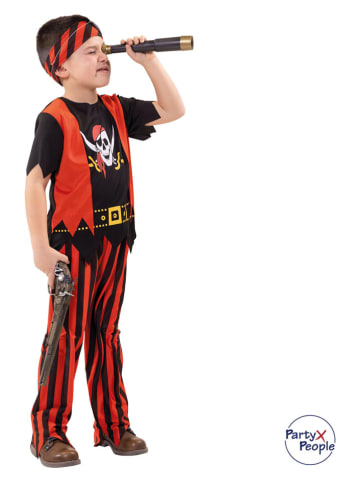 Party x People 5-częściowy kostium "Pirat Flint" w kolorze czerwono-czarnym