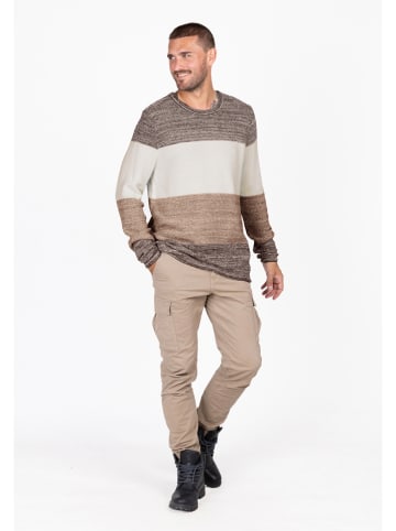 KEY LARGO Pullover "Jogi" in Beige/ Weiß