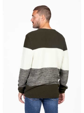 KEY LARGO Pullover "Jogi" in Khaki/ Grau/ Weiß