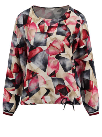 KEY LARGO Bluse "Graphic" in Beige/ Rot/ Dunkelblau