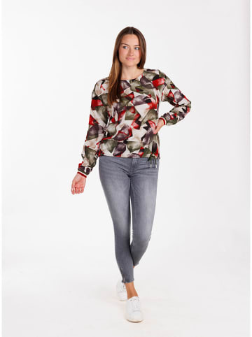 KEY LARGO Bluse "Graphic" in Beige/ Rot/ Khaki
