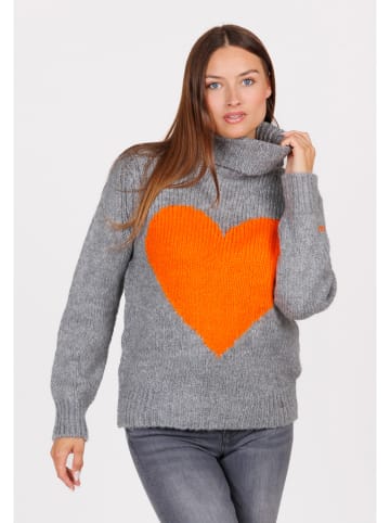 KEY LARGO Rollkragenpullover "Warm" in Grau/ Orange