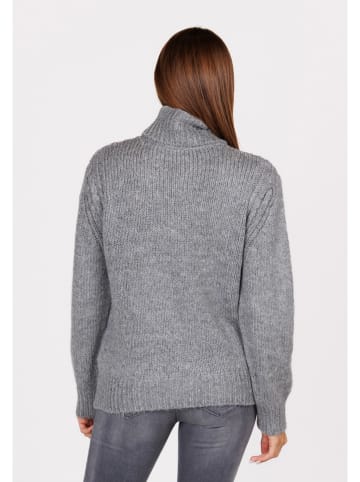 KEY LARGO Rollkragenpullover "Warm" in Grau/ Orange