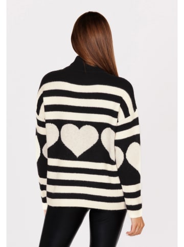 KEY LARGO Pullover "Dear" in Schwarz/ Creme