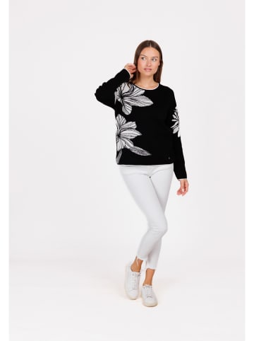 KEY LARGO Pullover "Scarlet" in Schwarz/ Weiß