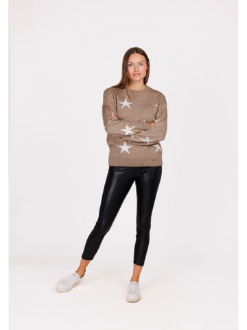 KEY LARGO Pullover "Twinkle" in Beige/ Weiß