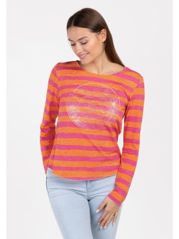 KEY LARGO Longsleeve "Happiness" in Orange/ Pink