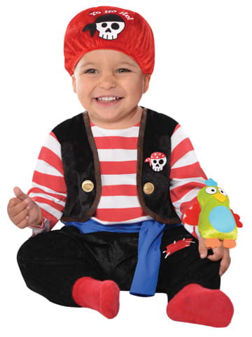 amscan 3-delig kostuum "Baby Buccaneer" zwart/rood/wit