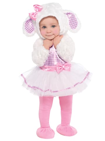 amscan 4-częściowy kostium "Little Lamb" w kolorze biało-różowym