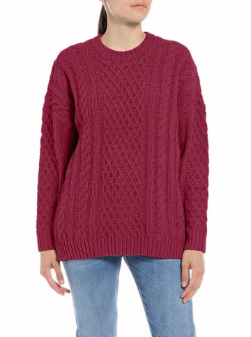 Replay Sweter w kolorze bordowym