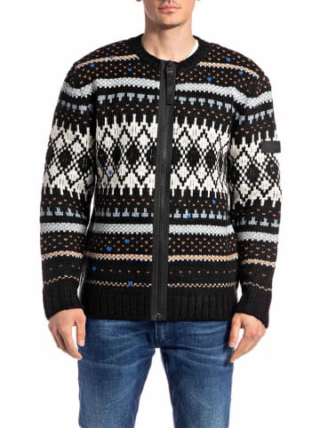 Replay Cardigan in Schwarz/ Weiß