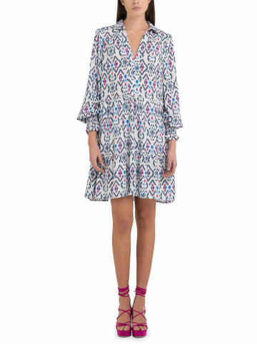 Replay Jurk wit/blauw/roze