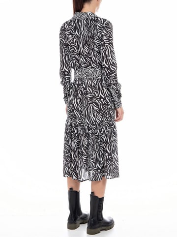 Replay Kleid in Weiß/ Schwarz