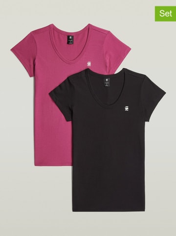 G-Star 2er-Set: Shirts in Schwarz/ Pink