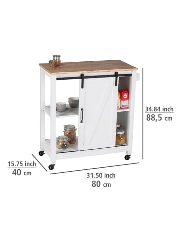 Wenko Serveerwagen wit/lichtbruin - (B)80 x (H)88,5 x (D)40 cm
