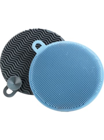 Wenko 4-delige set: siliconen afwassponzen grijs/blauw - 2x 2 stuks