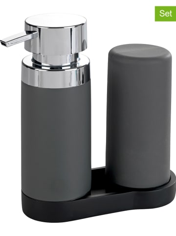 Wenko 3-delige afwasset "Easy Squeez-e" grijs/chroomkleurig