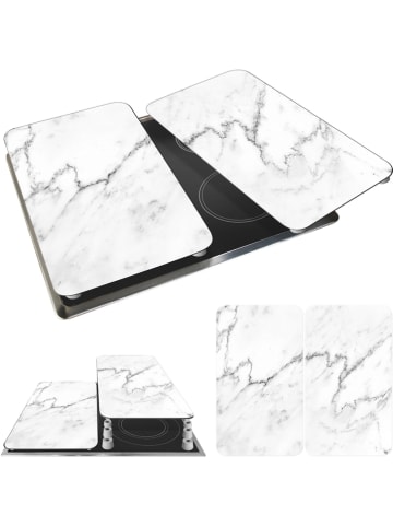 Wenko 2-delige set: kookplaatafdekmatten ''Marble'' wit - (L)30 x (B)52 cm