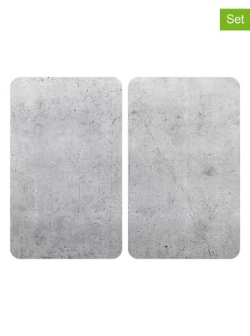 Wenko 2-delige set: fornuisafdekplaten "Beton" grijs - (L)30 x (B)52 cm