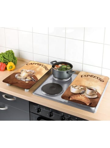 Wenko 2-delige set: fornuisafdekplaten ''Koffie'' bruin