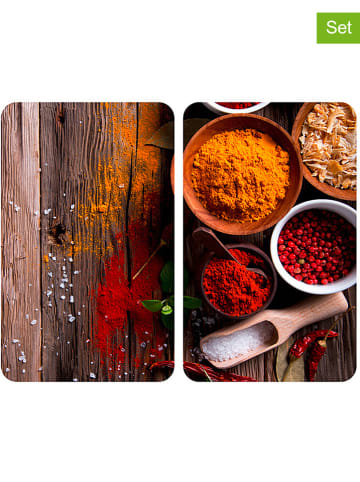 Wenko 2-delige set: fornuisafdekplaten "Specerijen" rood/bruin - (L)30 x (B)52 cm