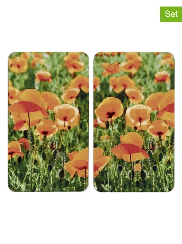 Wenko 2-delige set: fornuisafdekplaten "Mohnwiese" - (L)30 x (B)52 cm