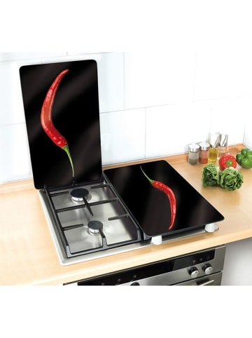 Wenko 2er-Set: Herdabdeckplatten in Schwarz/ Rot - (L)30 x (B)52 cm