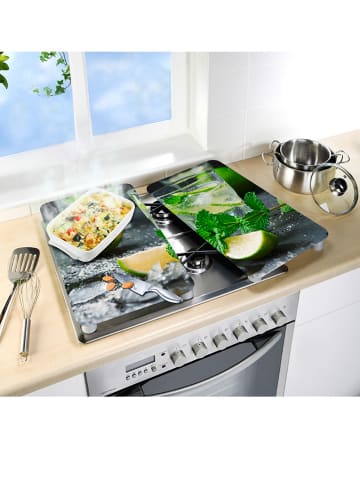 Wenko 2-delige set: fornuisafdekplaten "Mojito" groen/grijs - (L)30 x (B)52 cm