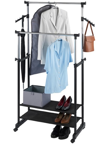 Wenko Kleiderstange "All In" in Schwarz/ Chrom - (B)89,5 x (H)169 x (T)43 cm