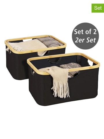 Wenko 2-delige set: opbergmanden "Ecori" zwart - 28 l