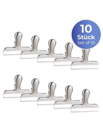 Wenko 10-delige set: sluitklemmen zilverkleurig - (B)7,6 x (H)6,3 cm