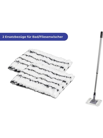 Wenko 2er-Set: Microfaser-Ersatzbezüge in Weiß/ Schwarz - (L)12 x (B)17 cm