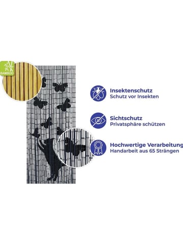 Wenko Gordijn "Cat and butterfly" wit/zwart - (L)200 x (B)90 cm