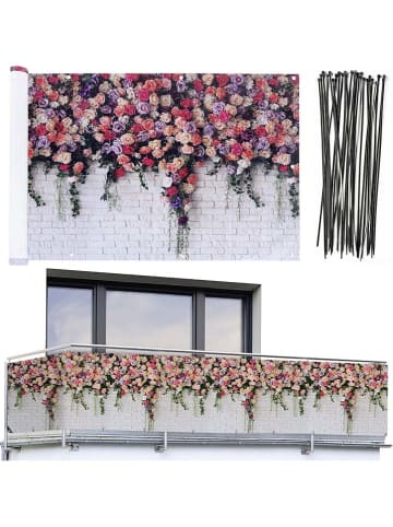Wenko Sichtschutz "Roses" in Grau/ Pink - (B)500 x (H)85 cm