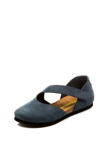 Comfortfusse Leder-Ballerinas in Dunkelblau